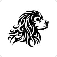 Cavalier Spaniel dog in modern tribal tattoo, abstract line art of animals, minimalist contour. vector