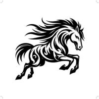 Horse in modern tribal tattoo, abstract line art of animals, minimalist contour. vector