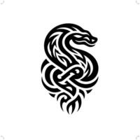 snake in modern tribal tattoo, abstract line art of animals, minimalist contour. vector