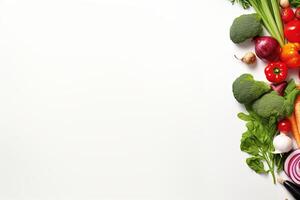 Vibrant organic vegetable flat lay - fresh colorful produce - healthy and nutritious ingredients photo