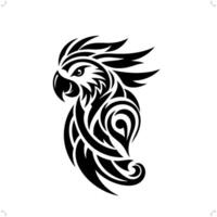 cockatoo, macaw, parrot in modern tribal tattoo, abstract line art of animals, minimalist contour. vector