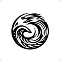 Electric Eel in modern tribal tattoo, abstract line art of animals, minimalist contour. vector