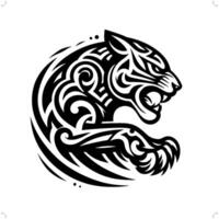 jaguar, leopard, panther in modern tribal tattoo, abstract line art of animals, minimalist contour. vector