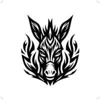 Donkey in modern tribal tattoo, abstract line art of animals, minimalist contour. vector