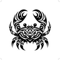 crab in modern tribal tattoo, abstract line art of animals, minimalist contour. vector