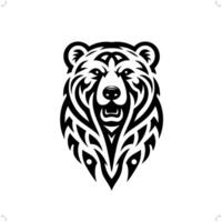 Polar bear in modern tribal tattoo, abstract line art of animals, minimalist contour. vector