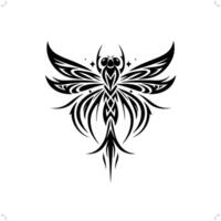 Dragonfly in modern tribal tattoo, abstract line art of animals, minimalist contour. vector