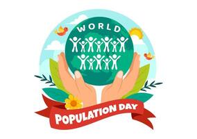 World Population Day Illustration on 11th July To Raise Awareness Of Global Populations Problems in Flat Kids Cartoon Background vector