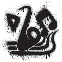 Spray Painted Graffiti Saxophone icon Sprayed isolated with a white background. vector