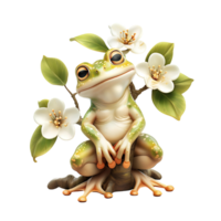 pummelig Frosch auf Blume Baum auf isoliert transparent Hintergrund png