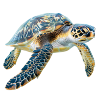 Sea turtle swimming on isolated transparent background png