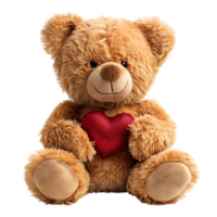 Teddy bear holding heart on isolated transparent background png