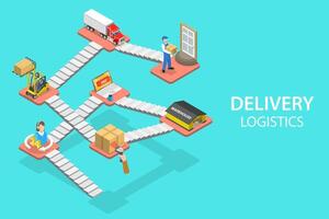 3D Isometric Flat Concept of Delivery and Transport Logistics vector