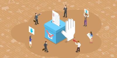 Isometric Flat Concept of Democratic Election Poll, Social Justice. vector