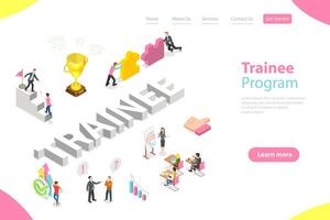 Isometric Flat Landing Page Template of Company Trainee Program. vector