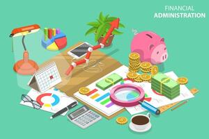 Isometric Conceptual Illustration of Financial Administration. vector