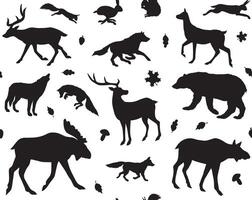 seamless pattern of hand draw forest animal vector