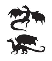 set of two hand drawn doodle sketch dragon vector