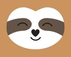 flat cartoon sloth face vector