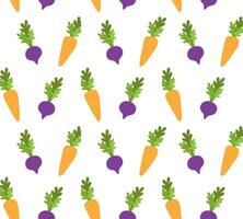 seamless pattern of colored carrot and beet vector