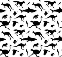 seamless pattern of Australia wild animal silhouette vector