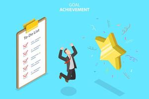 Isometric Concept of Goal Achievement Illustration. vector