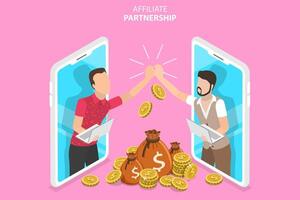 Isometric Fat Concept of Sales Partnership. vector