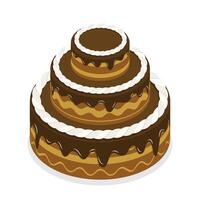 3D Isometric Flat Concept of Chocolate Cake vector