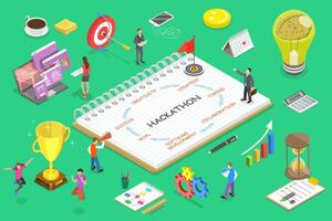 Isometric flat concept of parts of hackathon. vector