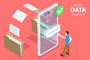 3D Isometric Flat Concept of Document Transfering Service. vector