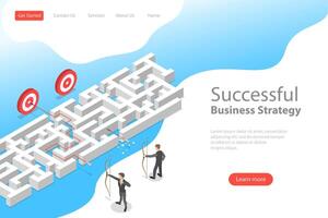 Isometric flat landing page template of business advantage. vector