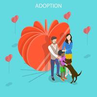 Isometric flat concept of child adoption, physical, emotional. vector