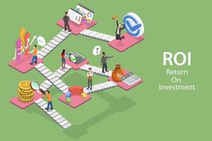 3D Isometric Flat Concept of Return on Investment, ROI, Digital Marketing vector