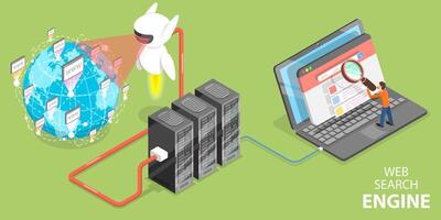 3D Isometric Flat Concept of Web Search Engine. vector