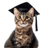 chat portant l'obtention du diplôme casquette sur isolé transparent Contexte png
