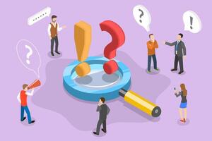 Isometric Concept Illustration of Frequently Asked Questions. vector