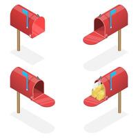 3D Isometric Flat Set of Mailboxes. vector