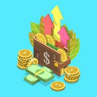 Income Growth Flat Isometric Conceptual Illustration. vector