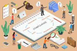 Regulatory Compliance Flat Isometric Conceptual Illustration. vector