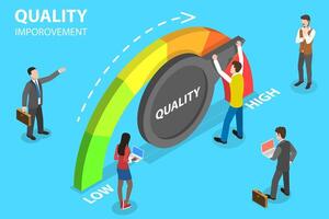 3D Isometric Flat Conceptual Illustration of Quality Management. vector