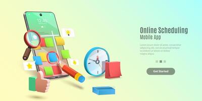 Concept of Mobile Scheduling App, Time Management Application. vector