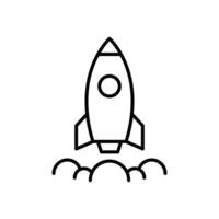 Product release icon. Simple outline style. Launch, rocket, begin, campaign, new, startup, start, fast, project, business concept. Thin line symbol. isolated. vector