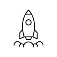 Product release icon. Simple outline style. Launch, rocket, begin, campaign, new, startup, start, fast, project, business concept. Thin line symbol. isolated. vector