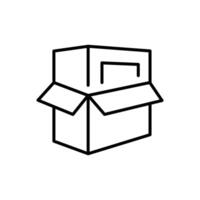 Product packaging icon. Simple outline style. Box, package, carton, cardboard, distribution, open package, delivery service concept. Thin line symbol. isolated. vector