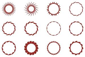 Circle ornamental frame design set vector