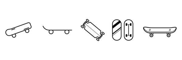 Skateboard Outline set icon Collection. Figure ice skating shoes. vector