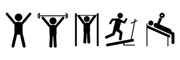 conjunto de aptitud ejercicio, formación actividad, rutina de ejercicio y extensión icono recopilación. vector
