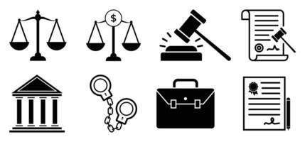 Justice and investigations, crime, law icons vector