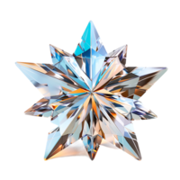 Shiny crystal star on isolated transparent background png