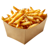 French fries on a carton box on isolated transparent background png